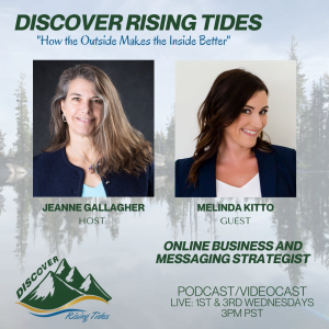 Discovering Rising Tides host Jeanne Gallagher interviews guest Melinda Kitto, Online Messaging Strategist
